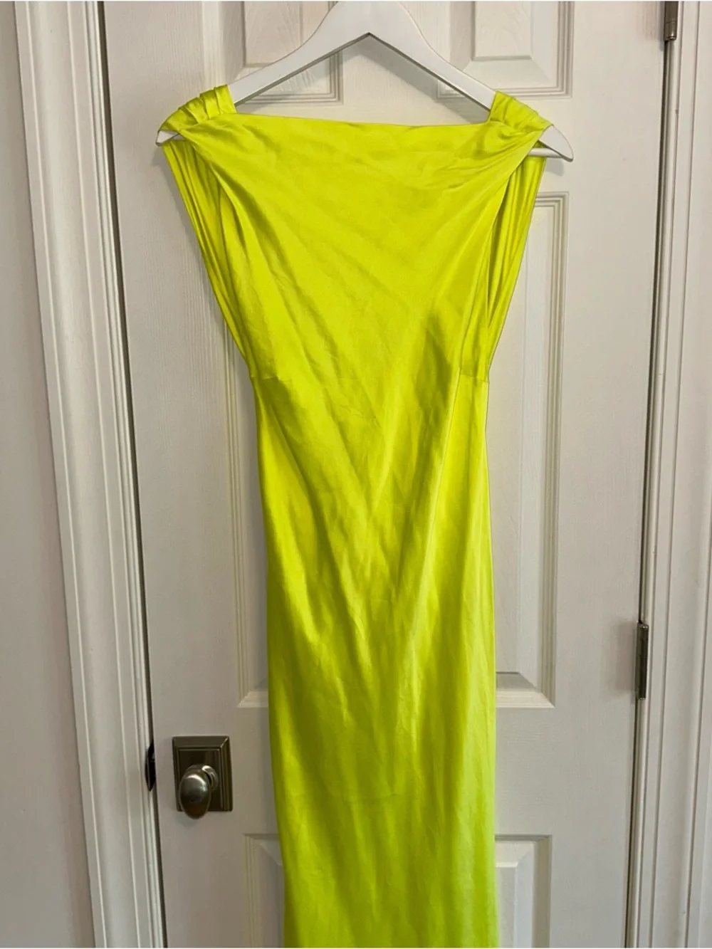 The Bar Max Midi Open Back Neon Yellow Dress